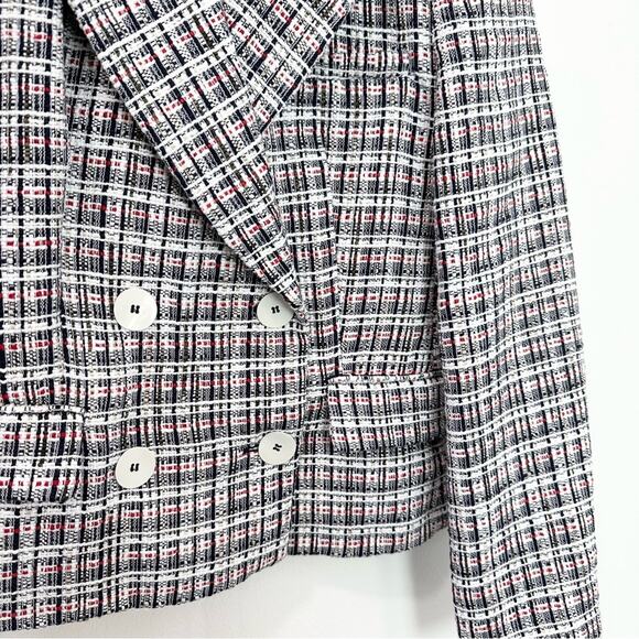 Zara Textured Double Tweed Breasted Blazer Classic Preppy Large - Picture 4 of 7